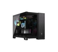 CORSAIR 2500X Pequeña-Torre mATX Caja de PC de Doble Cámara - Cristal Templado Panorámico - Conexión Inversa Compatible con Placa Base - Sin Ventiladores Incluidos - Negro/Aluminio Obsidiana