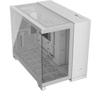 CORSAIR 2500X Pequeña-Torre mATX Caja de PC de Doble Cámara - Cristal Templado Panorámico - Conexión Inversa Compatible con Placa Base - Sin Ventiladores Incluidos - Blanco