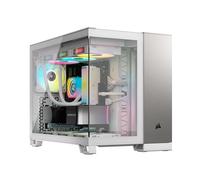 CORSAIR 2500X Pequeña-Torre mATX Caja de PC de Doble Cámara - Cristal Templado Panorámico - Conexión Inversa Compatible con Placa Base - Sin Ventiladores Incluidos - Blanco/Aluminio Gris Satinado