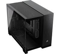 CORSAIR 2500X Pequeña-Torre mATX Caja de PC de Doble Cámara - Cristal Templado Panorámico - Conexión Inversa Compatible con Placa Base - Sin Ventiladores Incluidos - Negro/Aluminio Obsidiana