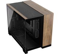 CORSAIR 2500X Pequeña-Torre mATX Caja de PC de Doble Cámara - Cristal Templado Panorámico - Conexión Inversa Compatible con Placa Base - Sin Ventiladores Incluidos - Negro/Madera de Nogal