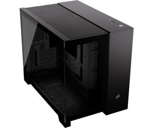 CORSAIR 2500X Pequeña-Torre mATX Caja de PC de Doble Cámara - Cristal Templado Panorámico - Conexión Inversa Compatible con Placa Base - Sin Ventiladores Incluidos - Negro