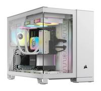 CORSAIR iCUE LINK 2500X RGB Pequeña-Torre mATX Caja de PC de Doble Cámara - Cristal Templado Panorámico - Compatible Placa Base Conexión Inversa - 2x Ventiladores CORSAIR RX120 RGB Incluidos - Blanco