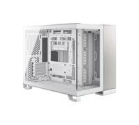 Corsair 2500X Pequeña-Torre mATX Caja de PC de Doble Cámara - Cristal Templado Panorámico - Conexión Inversa Compatible con Placa Base - Sin Ventiladores Incluidos - Blanco/Aluminio Gris Satinado