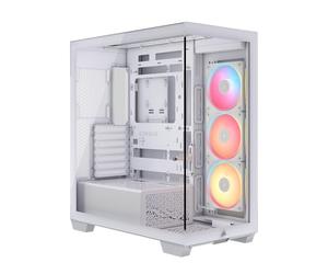 CORSAIR 3500X LX-R RGB iCUE Link Caja de PC Semitorre con Panel de Cristal Panorámico - Incluye 3X LX120-R RGB y iCUE Link System Hub, Puede Incluir hasta 10 Ventiladores de 120mm - Blanco