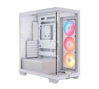 CORSAIR 3500X RS-R ARGB Caja de PC Semitorre con Panel de Cristal Panorámico - 3X RS120-R ARGB Incluidos, Puede Incluir hasta 10 Ventiladores de 120mm, Compatible con Placas Base Inversas - Blanco
