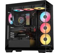 CORSAIR 3500X RS-R ARGB Caja de PC Semitorre con Panel de Cristal Panorámico - 3X RS120-R ARGB Incluidos, Puede Incluir hasta 10 Ventiladores de 120mm, Compatible con Placas Base Inversas - Negro