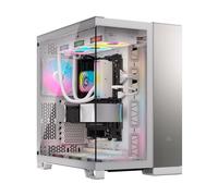 CORSAIR 6500X Media-Torre ATX Caja de PC de Doble Cámara - Cristal Templado Panorámico - Conexión Inversa Compatible con Placa Base - Sin Ventiladores Incluidos - Blanco/Aluminio Gris Satinado