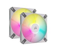 Corsair AF120 RGB Slim, Kit de Ventilador de 120 mm con Rodamiento Dinámico de Fluidos PWM - Perfil Delgado para Cajas Pequeñas - 8 LED RGB Direccionables - Pack Doble con Lighting Node Core - Blanco