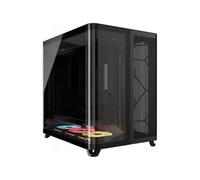 CORSAIR Air 5400 LX-R RGB iCUE Link Caja para PC semitorre panorámica de Triple cámara - 3 Ventiladores LX-R RGB Reverse-Rotor preinstalados - conductos de Alto Flujo y bajo Ruido - Negro
