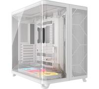 CORSAIR Air 5400 LX-R RGB iCUE Link Caja para PC semitorre panorámica de Triple cámara - 3 Ventiladores LX-R RGB Reverse-Rotor preinstalados - conductos de Alto Flujo y bajo Ruido - Blanca
