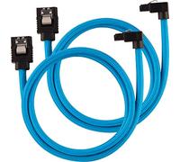 Corsair - Cable SATA Blindado Premium - SATA 6Gbps 60 cm, Conector A 90 °, Azul
