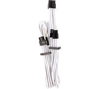 Corsair - Cables protegidos de Forma Individual con Revestimiento PCIe (Conector de Cada) Type 4 Gen 4 Corsair Premium, PCIe de 6+2 Clavijas Individual, Blanco