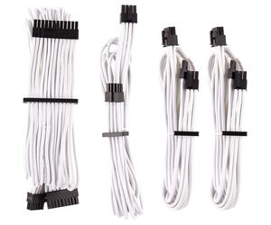 Corsair CP-8920217 Kit básico de cables de alimentación de alta calidad con funda individual - Negro, 2 años de garantía, Blanco