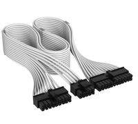 CORSAIR Elite Premium Cable ATX 24-Pin Type 4 en Funda Individual - Diseño Paracord de Malla de Triple Capa, Compatible con PSU Corsair Type 4 - Blanco