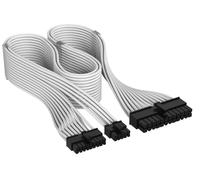 CORSAIR Elite Premium Cable ATX 24-Pin Type 5 en Funda Individual - Diseño Paracord de Malla de Triple Capa, Compatible con PSU Corsair Type 5 - Blanco
