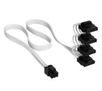 CORSAIR Elite Premium Cable de Alimentación Pata Type 4 con Funda Individual (4 Conectores) - Diseño Paracord de Malla de Triple Capa, Compatible con PSU Corsair Type 4 - Blanco