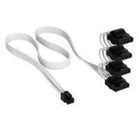 CORSAIR Elite Premium Cable de Alimentación Pata Type 5 con Funda Individual (4 Conectores) - Diseño Paracord de Malla de Triple Capa, Compatible con PSU Corsair Type 5 - Blanco