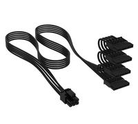 Corsair Elite Premium Cable de Alimentación SATA Type 4 con Funda Individual (4 Conectores) - Diseño Paracord de Malla de Triple Capa, Compatible con PSU Type 4 - Negro