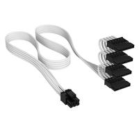 Corsair Elite Premium Cable de Alimentación SATA Type 4 con Funda Individual (4 Conectores) - Diseño Paracord de Malla de Triple Capa, Compatible con PSU Type 4 - Blanco