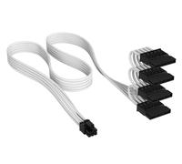 CORSAIR Elite Premium Cable de Alimentación SATA Type 5 con Funda Individual (4 Conectores) - Diseño Paracord de Malla de Triple Capa, Compatible con PSU Corsair Type 5 - Blanco