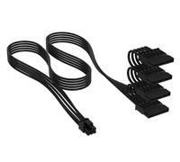 CORSAIR Elite Premium Cable de Alimentación SATA Type 5 con Funda Individual (4 Conectores) - Diseño Paracord de Malla de Triple Capa, Compatible con PSU Corsair Type 5 - Negro
