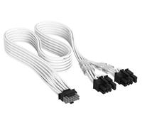 CORSAIR Elite Premium Cable de PSU PCIe 12V-2x6 to 2X 8-Pin (6+2 Split) con Funda Individual - Diseño Paracord de Malla de Triple Capa, Compatible with 12V-2x6 PSUs - Blanco