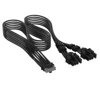 CORSAIR Elite Premium Cable de PSU PCIe 12V-2x6 to 2X 8-Pin (6+2 Split) con Funda Individual - Diseño Paracord de Malla de Triple Capa, Compatible with 12V-2x6 PSUs - Negro