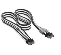 CORSAIR Elite Premium Cable Universal PCIe 12V-2x6 a PCIe 12V-2x6 600 W con Funda Individual - Diseño Paracord de Malla de Triple Capa, Compatible con PSU de 12 V-2x6 - Negro/Blanco