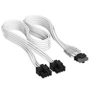Corsair Elite Premium Type 4 Cable PCle de 2x 8-pin a 12V-2x6 600W con Funda Individual - Diseño Paracord de Malla de Triple Capa, Compatible con las PSU Type 4 - Blanco