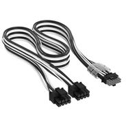 Corsair Elite Premium Type 4 Cable PCle de 2x 8-pin a 12V-2x6 600W con Funda Individual - Diseño Paracord de Malla de Triple Capa, Compatible con las PSU Type 4 - Negro/Blanco