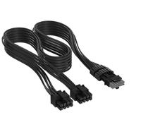 CORSAIR Elite Premium Type 4 Cable PCle de 2X 8-Pin a 12V-2x6 600W con Funda Individual - Diseño Paracord de Malla de Triple Capa, Compatible con Las PSU Type 4 - Negro