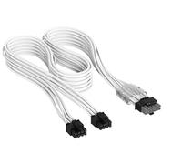 CORSAIR Elite Premium Type 5 Cable PCle de 2X 8-Pin a 12V-2x6 600W con Funda Individual - Diseño Paracord de Malla de Triple Capa, Compatible con Las PSU Type 5 - Blanco