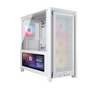 CORSAIR Frame 4000D LCD RS ARGB Chasis para PC Modular ATX Semitorre - Pantalla Táctil LCD XENEON Edge, Sistema de Montaje de InfiniRail, 4 Ventiladores RS120 ARGB PWM - Blanco