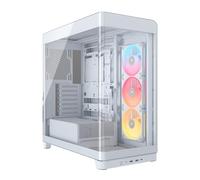 CORSAIR Frame 4500X LX-R RGB Link Caja de PC Semitorre con Cristal Panorámico - Sistema de Montaje de InfiniRail, Capacidad para Dos radiadores de 360 mm, Incluye 3 Ventiladores LX120R - Blanco