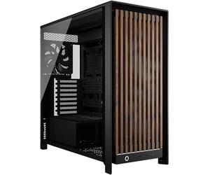 CORSAIR Frame 5000D Wood RS Caja de PC ATX de Semitorre - Negro/Nogal | Panel de Flujo de Aire de Madera Maciza, 3 Ventiladores Preinstalados, Personalización Modular, Brazo Anticaída GPU