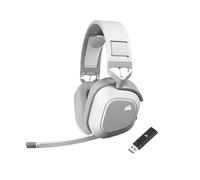 Corsair HS80 MAX Wireless Auriculares para Juegos Multiplataforma con Bluetooth - Dolby Atmos - Micrófono de Calidad Broadcast - Compatible con iCUE - PC, Mac, PS5, PS4, Switch, Móvil - Blanco