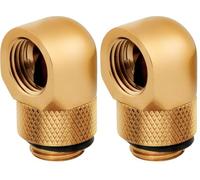Corsair Hydro X de la Serie Adaptador Giratorio de 90 Grados, Paquete Doble (Roscas de Puerto G1/4 BSPP, Latón Sólido, Mecanismo de Rotación Seguro, Optimizado para Caudales Elevados) Oro