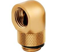 Corsair Hydro X de la Serie Adaptador Giratorio de 90 Grados, Paquete Doble (Roscas de Puerto G1/4 BSPP, Latón Sólido, Mecanismo de Rotación Seguro, Optimizado para Caudales Elevados) Oro