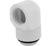 Corsair Hydro X Series 90° Rotary Adaptador, Paquete de Dos Unidades (Las roscas de BSPP G1/4", Latón sólido, Acabado Pulido, Optimizado para Grandes caudales) Blanco