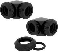 Corsair Hydro X Series, XF Hardline Conectores 12 mm DE 90° DE, Pack de Dos Unidades (Latón Sólido Durabilidad, Acabado de Calidad, Diseño de Compresión Con Junta Tórica Doble), Negro