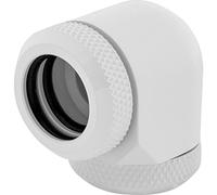 Corsair Hydro X Series XF Hardline Conectores 14 mm de 90°, Pack de Dos Unidades (Latón sólido, Acabado, adaptan a Tubos rígidos de 14 mm de diámetro Externo) Blanco