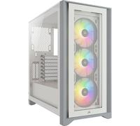 Corsair iCUE 4000X RGB Chasis ATX Semitorre con Cristal Templado, Paneles Frontal y Lateral de Cristal Templado, Espacioso Interior, Tres Ventiladores RGB de 120 mm Incluidos, Color Blanco