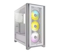 Corsair iCUE 4000X RGB Chasis ATX Semitorre con Cristal Templado, Paneles Frontal y Lateral de Cristal Templado, Espacioso Interior, Tres Ventiladores RGB de 120 mm Incluidos, Color Blanco