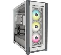 Corsair iCUE 5000X RGB Chasis Inteligente para PC ATX Semitorre con Cristal Templado (Cuatro Paneles Cristal Templado, Sistema de Gestión del Cableado RapidRoute, Tres Ventiladores RGB 120 mm) Blanco