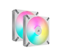 Corsair iCUE AF140 RGB Elite de 140 mm Kit de Dos Ventiladores PWM - Ocho LED RGB por Ventilador - Tecnología AirGuide - Controlador iCUE Lighting Node Core Incluido - Blanco