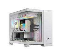 CORSAIR iCUE LINK 2500X RGB Pequeña-Torre mATX Caja de PC de Doble Cámara - Cristal Templado Panorámico - Compatible Placa Base Conexión Inversa - 2x Ventiladores CORSAIR RX120 RGB Incluidos - Blanco