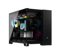 CORSAIR iCUE Link 2500X RGB Pequeña-Torre mATX Caja de PC de Doble Cámara - Cristal Templado Panorámico - Compatible Placa Base Conexión Inversa - 2X Ventiladores CORSAIR RX120 RGB Incluidos - Negro