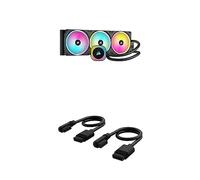 Corsair iCUE LINK H170i RGB Líquido CPU Enfriador Bundle - 420mm AIO - Tres Ventiladores QX140 RGB - iCUE LINK System Hub - iCUE LINK Delgado 200mm Cables Rectos/Delgados 90° - Negro