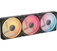 CORSAIR iCUE Link LX120-R RGB 120mm Ventilador Inverso PWM - Kit de Triple Ventilador - Bajo Nivel de Ruido, Cojinete de Cúpula Magnética, Lazos de Luz Duales, Tornillos QuikTurn™, Cero RPM - Negro